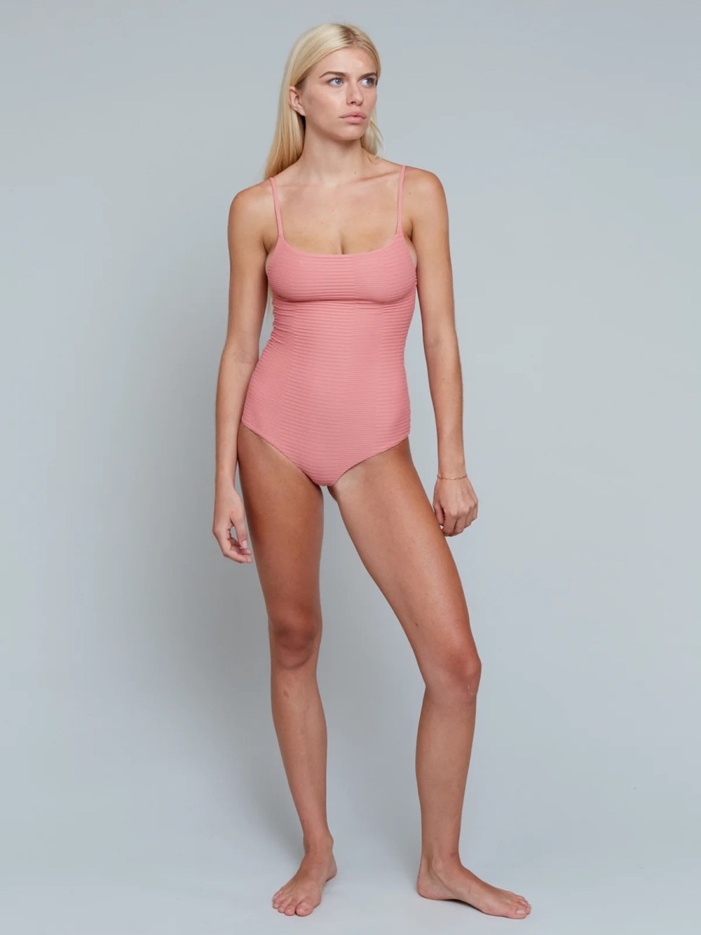 acacia swimwear Pink Lychee Clara Dual Ribbed Full Piece Swimsuit